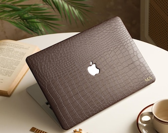 Dark Brown Leather Laptop Case, Personalized Brown M5 PRO 14 15 16, 2025 2024 MacBook Case, All New MacBook A3240 A2338 Laptop Case