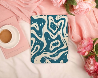 Blue Curve Personalized iPad case for iPad 8/9/10, iPad Air 3/4/5, 2022 iPad Pro Case, iPad 10.2&quot; 10.5&#39;&#39; 11&quot; 12.9&#39;&#39;, iPad mini 6, Air 5