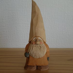 Wood carved Gnome - Handcarved and painted