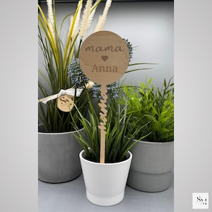 Wooden flower pick | Decoration for bouquets and potted plants | Gift pick | Gift for mom and grandma for Mother&#39;s Day | Decorative pick | Heart