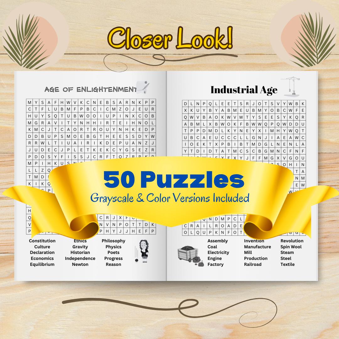50 History Theme Printable Word Search Puzzles - Etsy