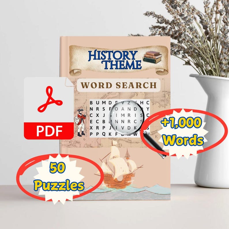 50 History Theme Printable Word Search Puzzles - Etsy