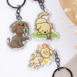 Llavero de Labrador Retriever, llavero con temática de perro, lindo llavero de cachorro, regalos de Labrador, regalo para amantes de los perros, llavero de perro acrílico