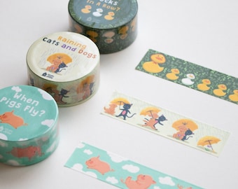 Cinta washi decorativa, cinta washi para planificador de scrapbooking, cinta washi de papelería bonita, cinta washi para bullet journal con temática animal