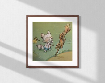Raccoon Watercolor Nursery Print, Baby Shower Gift