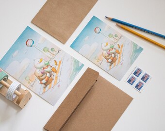 Pensacola Beach Watercolor Greeting Card, Florida Travel Souvenir