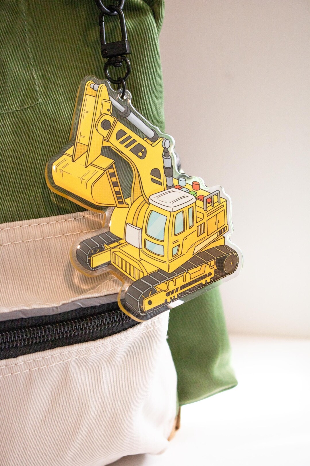 Digger Key Chain Digger Keychain for Toddlers, Epoxy Acrylic Construction Vehicle Key ...
