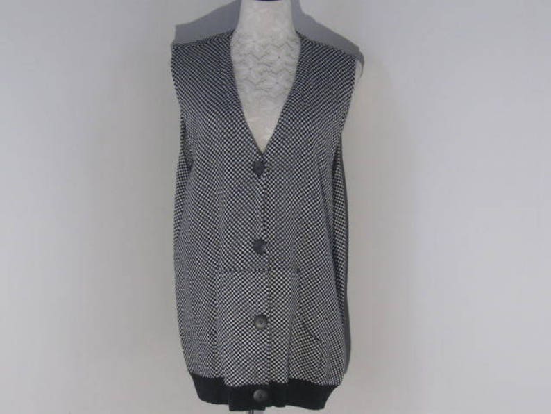 Vintage Vest Black and White Long Vest by Matterna Size X Etsy