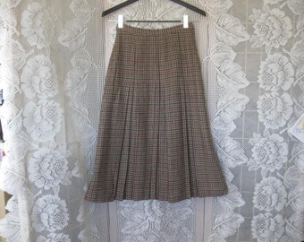 Vintage Plaid Wool Drop Pleat Skirt by Rive Droite size 6