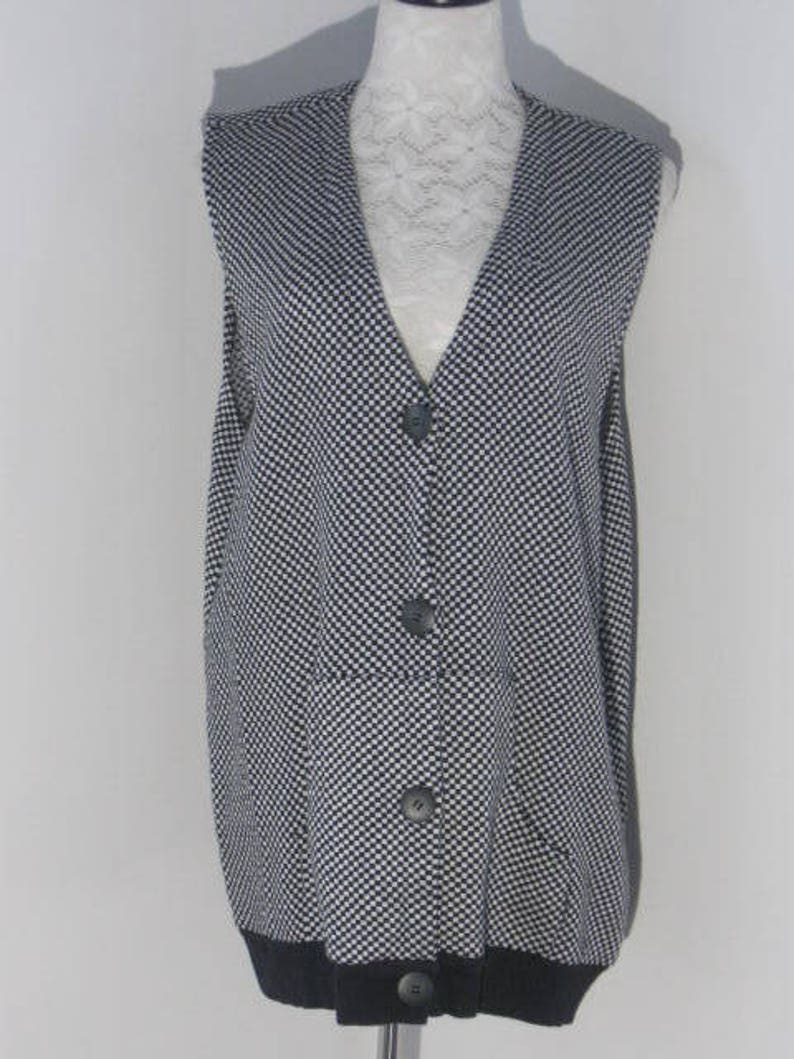 Vintage Vest Black and White Long Vest by Matterna Size X Etsy