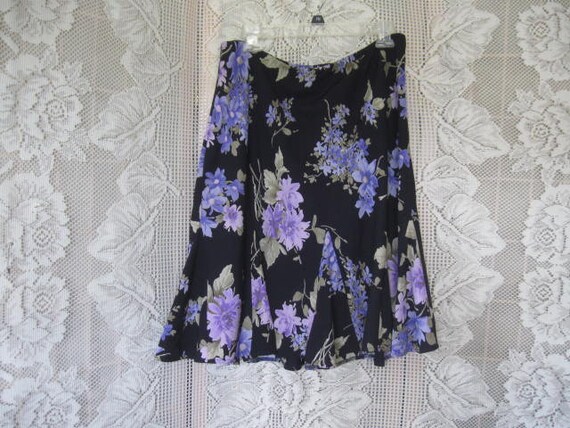 Vintage Black and Purple Full Skirt by Karin Stevens Size 14 - Etsy