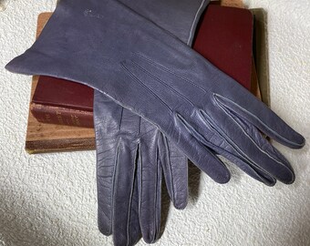 Leather gloves – purple vintage, imported leather size 6 1/2