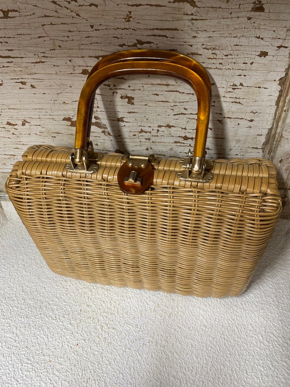 Handbag – vinyl woven purse with swivel handles - image 6