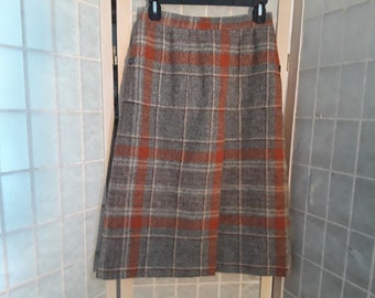 Skirt Wool Plaid Mock Wrap by Franck Olivier 26 inch waist Modest length