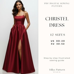 Evening Dress Sewing Pattern| Open Back Dress Pattern| Formal Dress Pattern| Wedding Dress Pattern| Plus Size Sewing Pattern| US 0-22