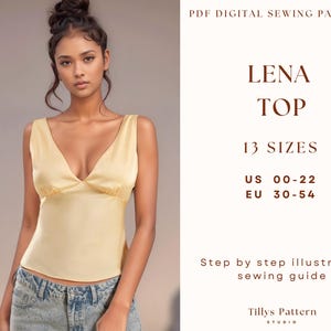 Top Sewing Pattern| Easy Top Sewing Pattern| V Neck Bias Cut Top| Cami Top Pattern| Y2k Pattern| Plus Size Sewing Pattern| Silk Top| US 0-22