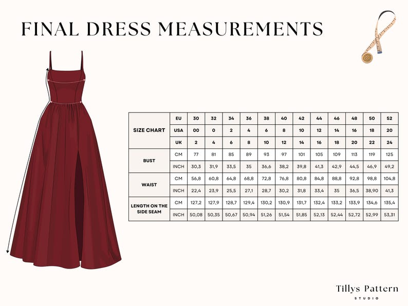 PDF Digital sewing pattern. Maxi dress pattern. Easy beginner pattern 12 sizes: US 00-20, EU 30-52. Step by step easy sewing instructions. Sewing tutorial. Evening gown with slit digital pattern. The Christel maxi dress digital PDF sewing pattern package includes 4 PDF files:A4 paper size pattern for home printing, US paper size pattern for home printing, A0 paper size pattern for print shop printing and Pattern instructions file with size chart, cutting and printing layout, pattern pieces.
