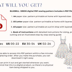 PDF Digital sewing pattern. Corset dress pattern. Easy beginner pattern 13 sizes: US 00-22, EU 30-54. Step by step easy sewing instructions. Layered sizes
Easy download.