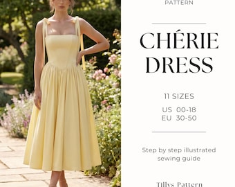 Lace Up Corset Midi Dress PDF Sewing Pattern | Strapless Dress| Prom Dress | Wedding Dress| Overbust Corset Dress | Sewing Tutorial| US 0-20