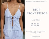 Front Tie Top Sewing Pattern| Beginner Pattern| Summer top| Top Pattern| Cami Top| Easy Sewing Pattern| Women Sewing Pattern| US 00-22