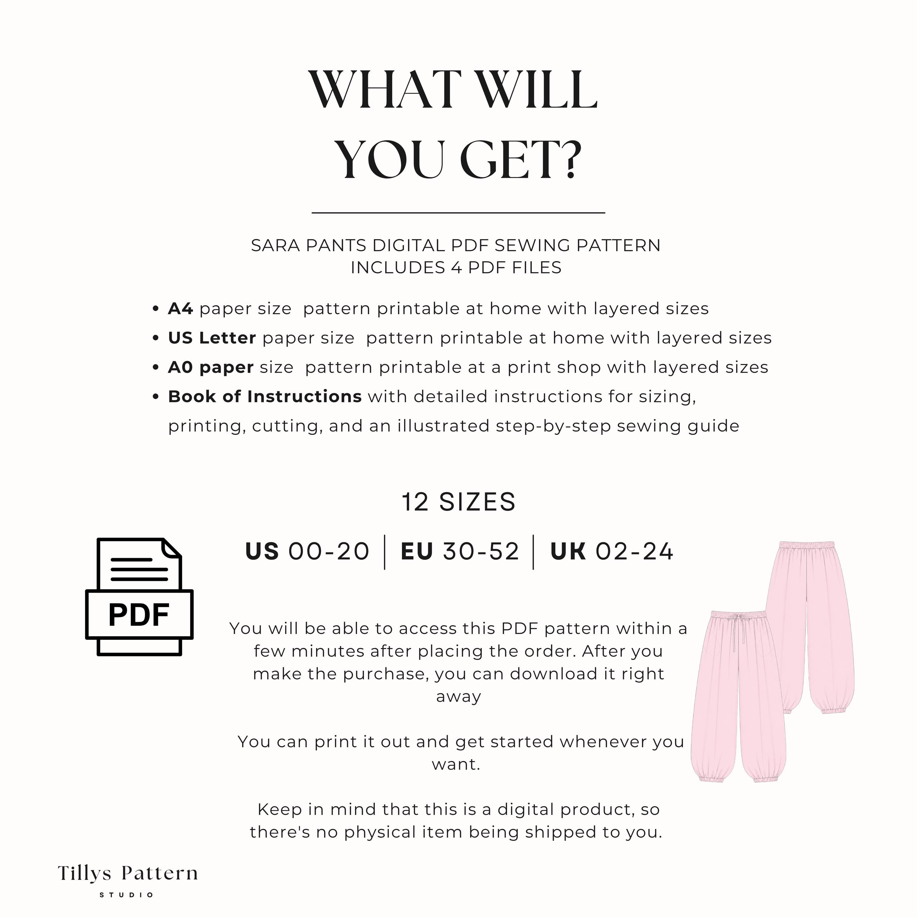 Balloon Pants Sewing Pattern | Mid Waist Wide Leg Pants | Bubble Women ...