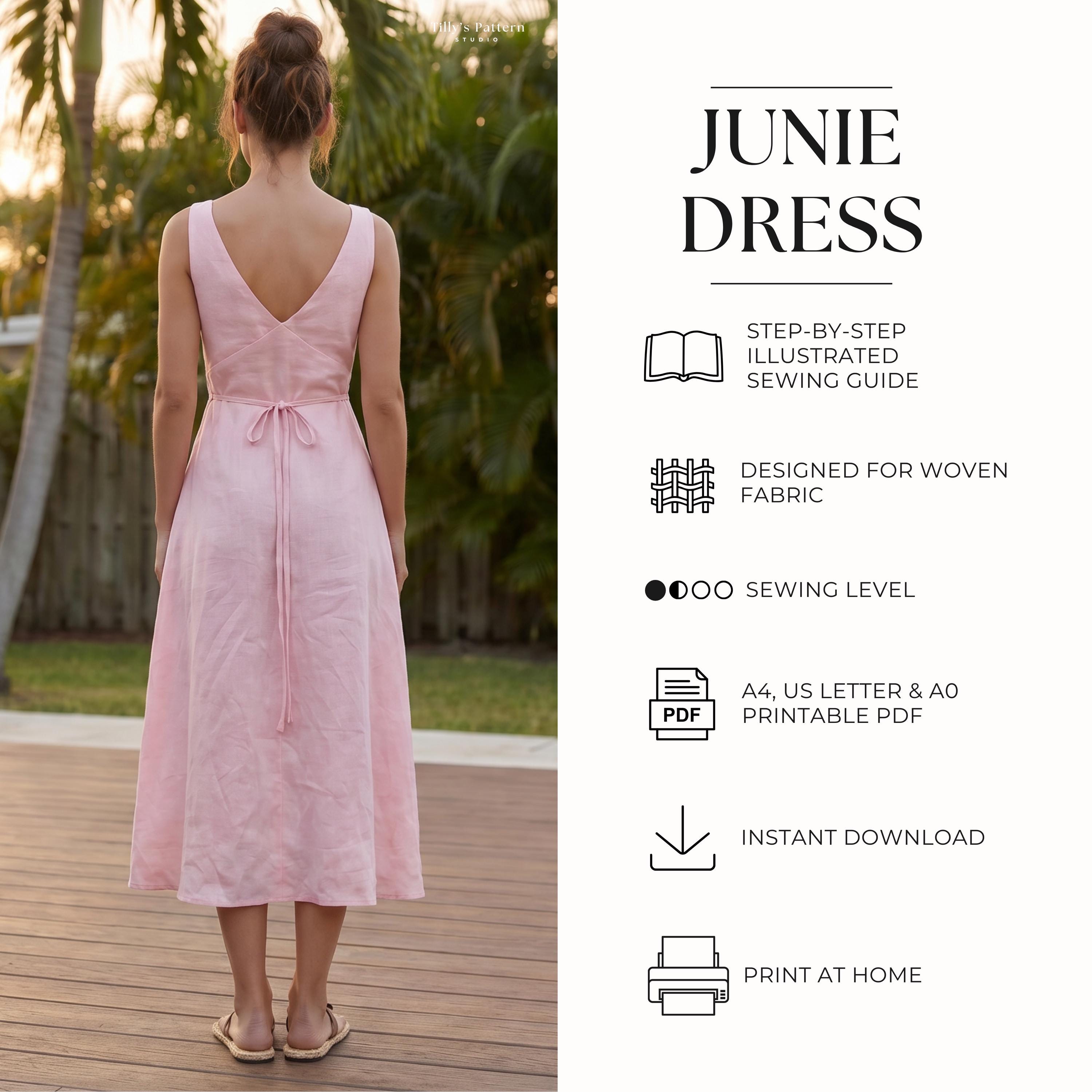 Linen Bias Cut Midi Dress Sewing Pattern| V Neck Slip Dress| Prom Dress| Summer Dress| Bridesmaid Dress| Sewing Tutorial| US 0-22
