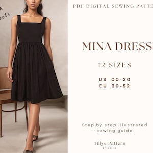 Square Neck Dress Sewing Pattern| Summer Dress Pattern| Cottagecore Dress| Open Back Dress Pattern|Plus Size Sewing Pattern| US 0-20