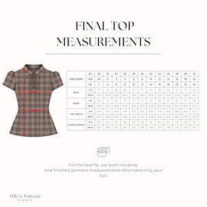 Final top measurement chart.