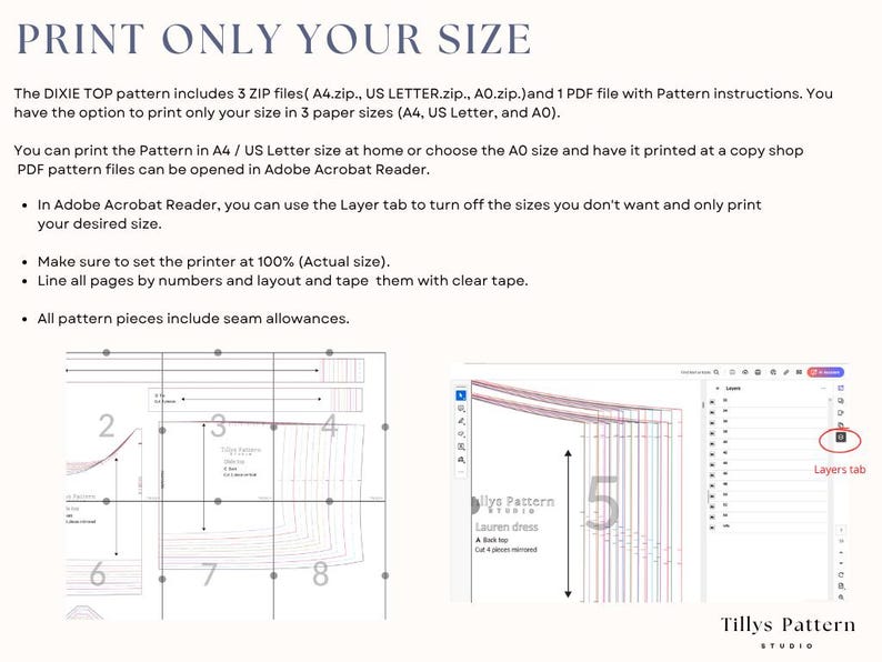Print only your size and save time and ink