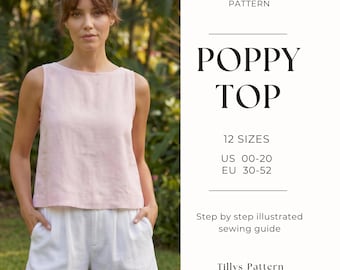 Easy Tank Top Sewing Pattern| Sleeveless Top| Linen Top Pattern| Summer Top| Loose Top| Sewing Tutorial| US 0-20