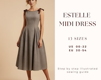 Midi Dress Sewing Pattern| Cottage Core Dress| Bow Dress Pattern| Plus Size Sewing Pattern| Wedding Dress Pattern| US 0-22