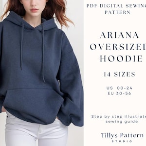Oversized hoodie sewing pattern| Women Hoodie Pattern| Sweatshirt Pattern| US 00-24|Lounge wear Pattern| Easy Digital PDF| Sewing tutorial