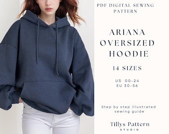 Oversized hoodie sewing pattern| Women Hoodie Pattern| Sweatshirt Pattern| US 00-24|Lounge wear Pattern| Easy Digital PDF| Sewing tutorial