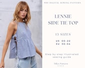 Side Tie Top Sewing Pattern| Beginner Pattern| Peplum Top PDF Pattern| Blouse Pattern| Easy Sewing Pattern| Women Sewing Pattern| US 00-22