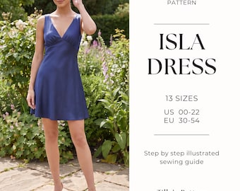 Mini Slip Dress Sewing Pattern| V Neck Bias Cut Dress| Wedding Dress| Formal Dress| Plus Size Pattern| Summer Dress| Silk Dress| US 0-22