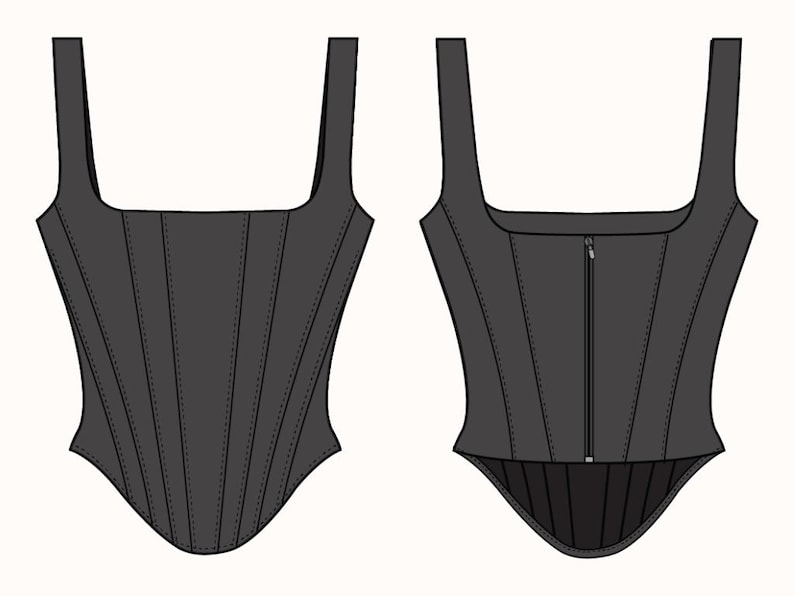 PDF Digital sewing pattern. Corset pattern. 12 sizes: US 00-20,EU 32-52. Step by step easy sewing instructions.