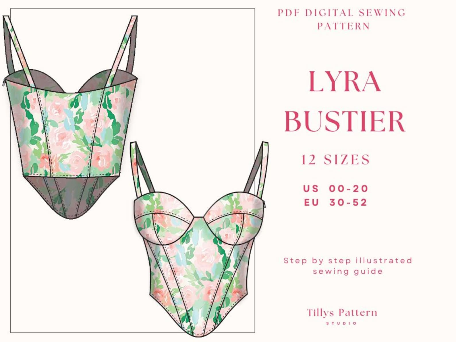 Bustier Sewing Pattern| Corset Pattern|v Waist Corset| Plus Size Corset ...