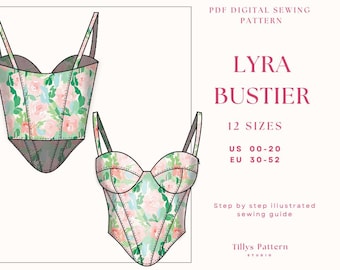 Bustier Sewing Pattern| Corset pattern|V Waist Corset| Plus Size Corset| Bodice pattern| Corset Top Pattern| US 00-20| Woman Top Pattern