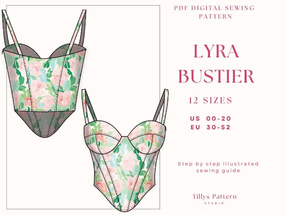 Bustier Sewing Pattern| Corset pattern|V Waist Corset| Plus Size Corset| Bodice pattern| Corset Top Pattern| US 00-20| Woman Top Pattern