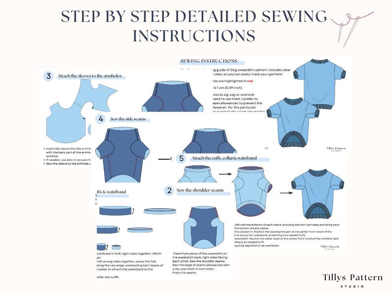 Dog  sweatshirt step by step sewing instructions. Sewing tutorial.