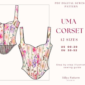 Sweetheart Corset Top Sewing Pattern| Easy Corset|Cottage Core Corset| US 00-20| Plus Size Corset| Bodice Pattern| Woman Top Pattern
