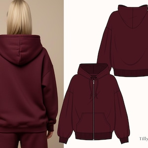 Oversized Zip Up Hoodie Sewing Pattern| Women Hoodie Pattern| Zipper Jacket Pattern| Loungewear Pattern| Zipper Hoodie| Sewing tutorial
PDF Digital sewing pattern. Oversized Zip up hoodie pattern. 14 sizes: US 00-24, EU 30-56. Step by step easy sewing instructions.