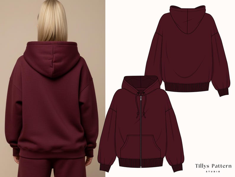 Oversized Zip Up Hoodie Sewing Pattern| Women Hoodie Pattern| Zipper Jacket Pattern| Loungewear Pattern| Zipper Hoodie| Sewing tutorial
PDF Digital sewing pattern. Oversized Zip up hoodie pattern. 14 sizes: US 00-24, EU 30-56. Step by step easy sewing instructions.