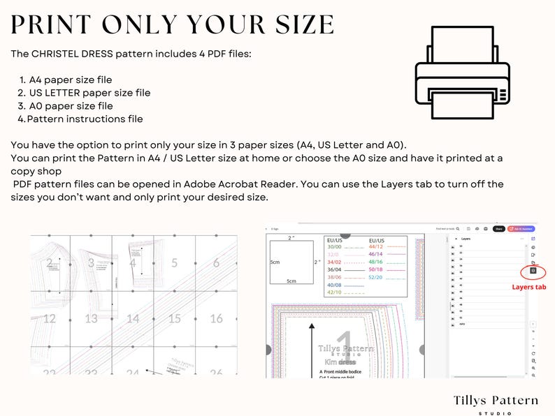 PDF Digital sewing pattern. Maxi dress pattern. Easy beginner pattern 12 sizes: US 00-20, EU 30-52. Step by step easy sewing instructions. Sewing tutorial. Evening gown with slit digital pattern. The Christel maxi dress digital PDF sewing pattern package includes 4 PDF files:A4 paper size pattern for home printing, US paper size pattern for home printing, A0 paper size pattern for print shop printing and Pattern instructions file with size chart, cutting and printing layout, pattern pieces.
