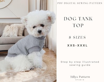 Dog Tank Top Sewing Pattern: XXS-XXXL Sizes (PDF Pattern)