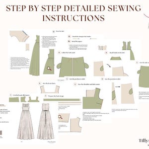Maxi linen dress step by step sewing instructions. Sewing tutorial.