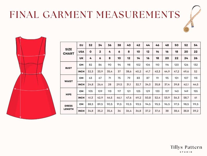 Final Giselle hourglass shaped dress measurements