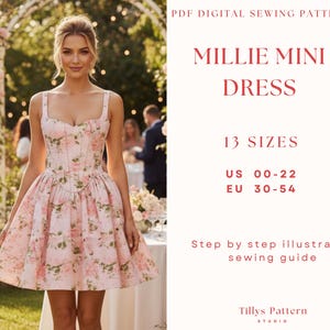 Corset Mini Dress Sewing Pattern| Mini Dress Pattern| Sweetheart Neck Dress Pattern| Wedding Dress| Hourglass Shape Dress| US 00-22