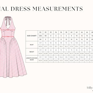 Final dress measurements chart