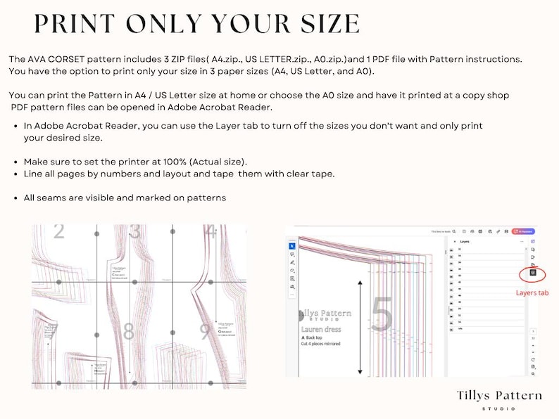 Print only your size and save time and ink
